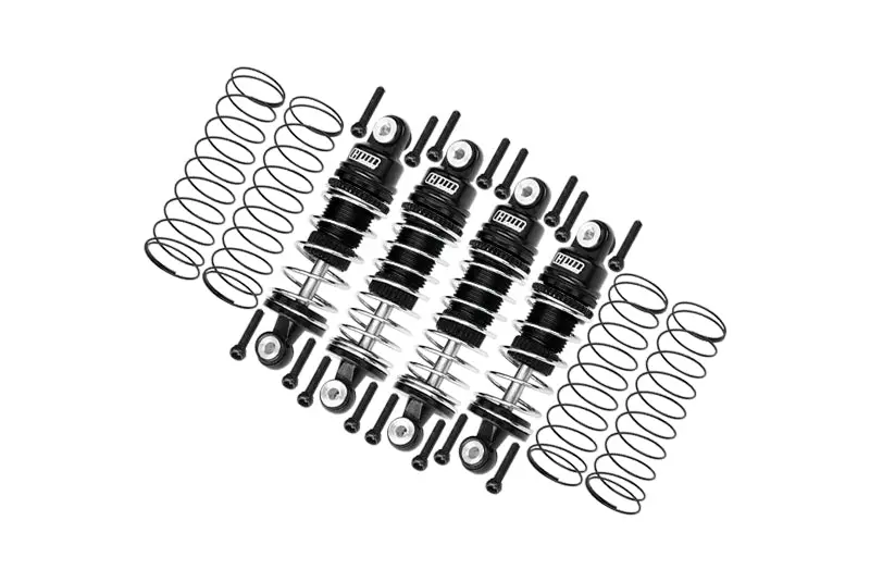 Aluminium 6061 Alloy Front (32Mm) & Rear (36Mm) Shock Set For Losi 1:24 Micro-B 2Wd Buggy Rtr-Los00007 / 1:28 Micro-T 2S 2Wd Rtr Stadium Truck-Los-1392 Upgrades - Black 1
