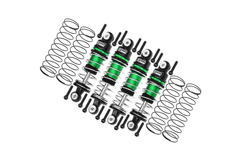 Aluminium 6061 Alloy Front (32Mm) & Rear (36Mm) Shock Set For Losi 1:24 Micro-B 2Wd Buggy Rtr-Los00007 / 1:28 Micro-T 2S 2Wd Rtr Stadium Truck-Los-1392 Upgrades - Green 1
