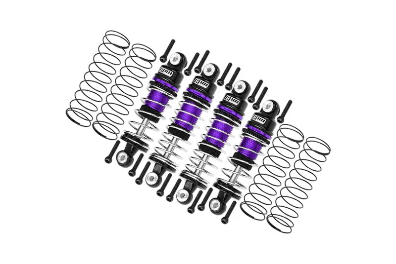 Aluminium 6061 Alloy Front (32Mm) & Rear (36Mm) Shock Set For Losi 1:24 Micro-B 2Wd Buggy Rtr-Los00007 / 1:28 Micro-T 2S 2Wd Rtr Stadium Truck-Los-1392 Upgrades - Purple 1