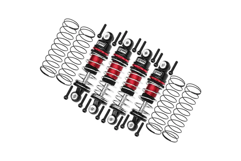 Aluminium 6061 Alloy Front (32Mm) & Rear (36Mm) Shock Set For Losi 1:24 Micro-B 2Wd Buggy Rtr-Los00007 / 1:28 Micro-T 2S 2Wd Rtr Stadium Truck-Los-1392 Upgrades - Red 1