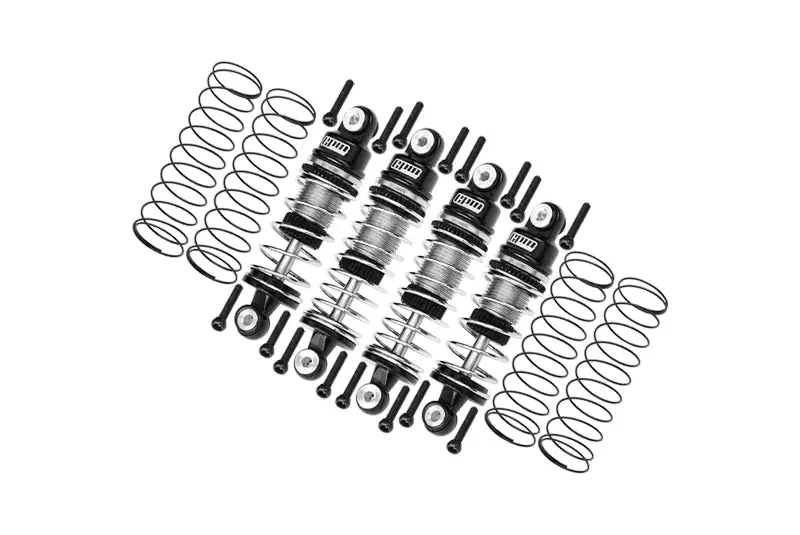 Aluminium 6061 Alloy Front (32Mm) & Rear (36Mm) Shock Set For Losi 1:24 Micro-B 2Wd Buggy Rtr-Los00007 / 1:28 Micro-T 2S 2Wd Rtr Stadium Truck-Los-1392 Upgrades - Silver 1