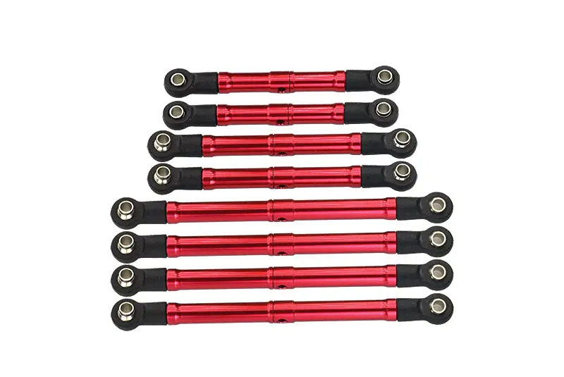 Aluminium 6061-T6 Adjustable Tie Rods Linkage For Traxxas 1:18 Trx4m Ford Bronco Crawler 97074-1 / Trx4m Land Rover Defender 97054-1 Upgrades - Red 1