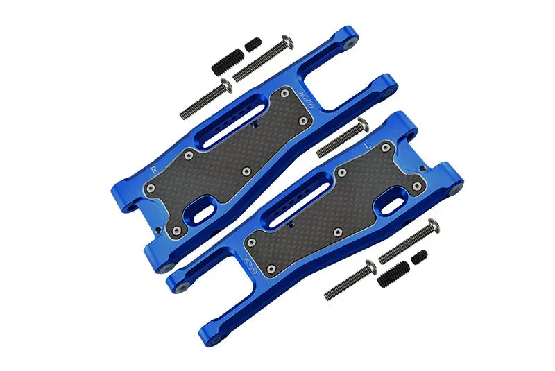 Aluminium 6061-T6 Front Lower Arms + Carbon Fibre Dust-Proof Protection Plate For Traxxas 1/8 4Wd Sledge Monster Truck 95076-4 - 25Pc Set Blue 1