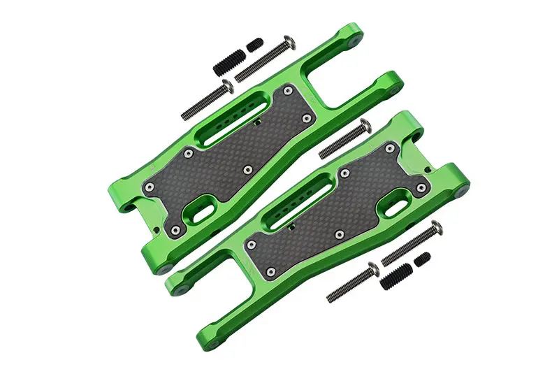 Aluminium 6061-T6 Front Lower Arms + Carbon Fibre Dust-Proof Protection Plate For Traxxas 1/8 4Wd Sledge Monster Truck 95076-4 - 25Pc Set Green 1