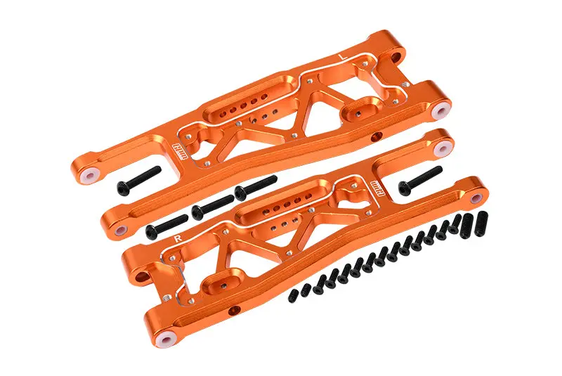 Aluminium 6061-T6 Front Lower Arms For Traxxas 1/8 4Wd Sledge Monster Truck 95076-4 - 23Pc Set Orange 1