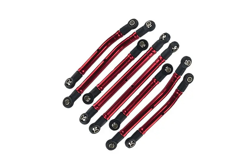Aluminium 6061-T6 High Clearance Adjustable Links Tie Rod Linkages For Traxxas 1:18 Trx4m Ford Bronco Crawler 97074-1 / Trx4m Land Rover Defender 97054-1 Upgrades - Red 1