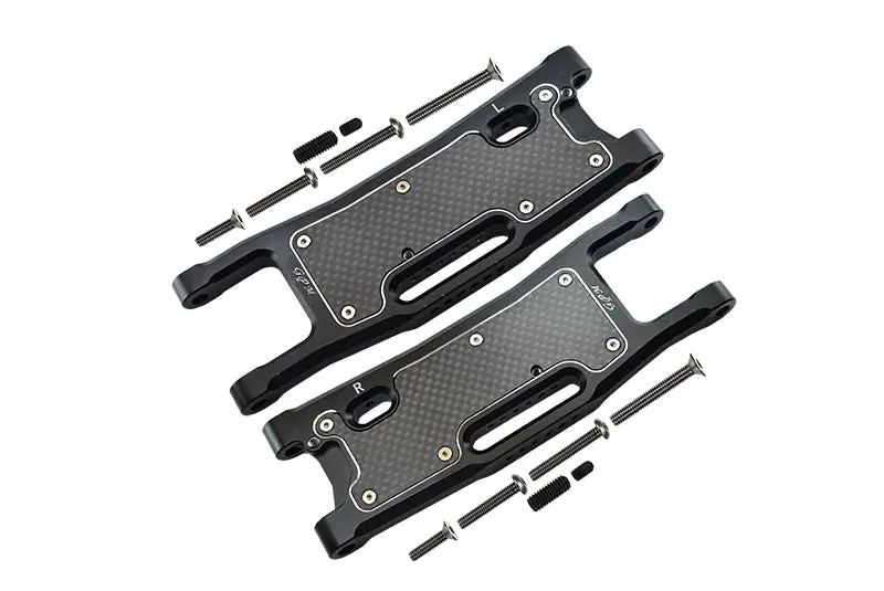 Aluminium 6061-T6 Rear Lower Arms + Carbon Fibre Dust-Proof Protection Plate For Traxxas 1/8 4Wd Sledge Monster Truck 95076-4 - 28Pc Set Black 1