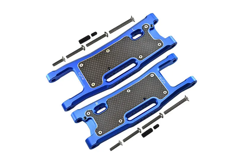 Aluminium 6061-T6 Rear Lower Arms + Carbon Fibre Dust-Proof Protection Plate For Traxxas 1/8 4Wd Sledge Monster Truck 95076-4 - 28Pc Set Blue 1