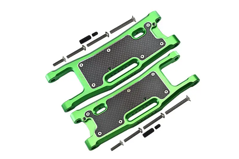 Aluminium 6061-T6 Rear Lower Arms + Carbon Fibre Dust-Proof Protection Plate For Traxxas 1/8 4Wd Sledge Monster Truck 95076-4 - 28Pc Set Green 1