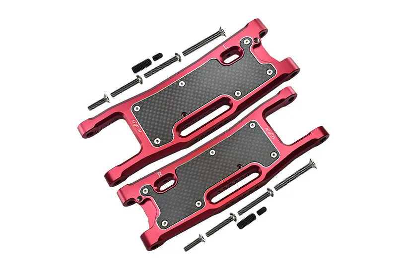 Aluminium 6061-T6 Rear Lower Arms + Carbon Fibre Dust-Proof Protection Plate For Traxxas 1/8 4Wd Sledge Monster Truck 95076-4 - 28Pc Set Red 1
