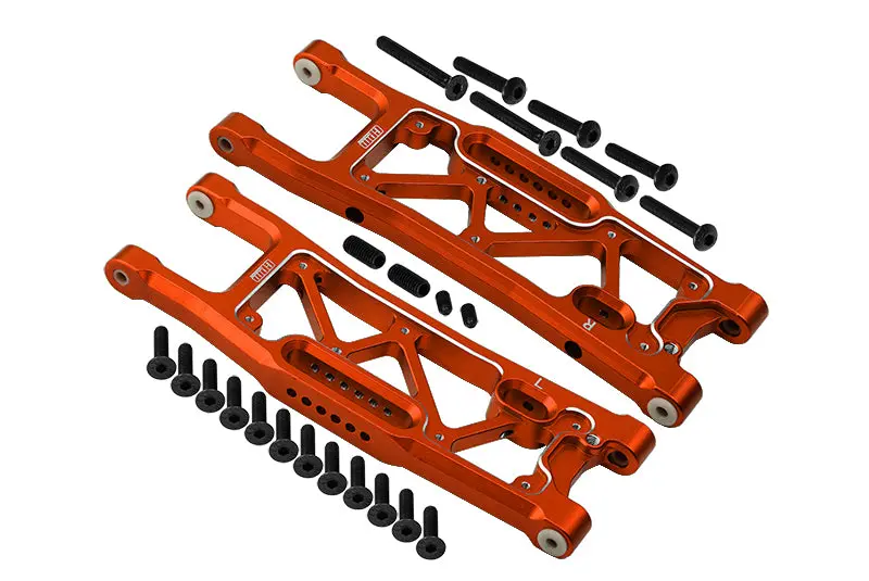Aluminium 6061-T6 Rear Lower Suspension Arms For Traxxas 1/8 4Wd Sledge Monster Truck 95076-4 - 26Pc Set Orange 1