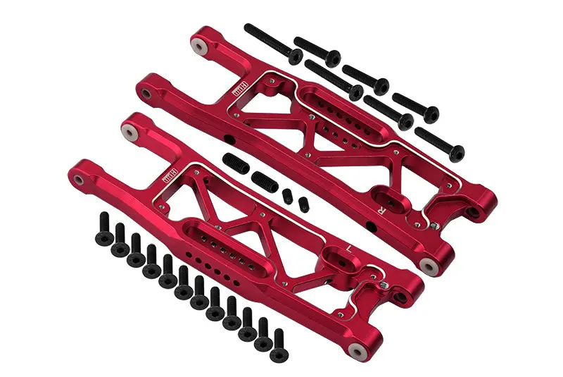 Aluminium 6061-T6 Rear Lower Suspension Arms For Traxxas 1/8 4Wd Sledge Monster Truck 95076-4 - 26Pc Set Red 1