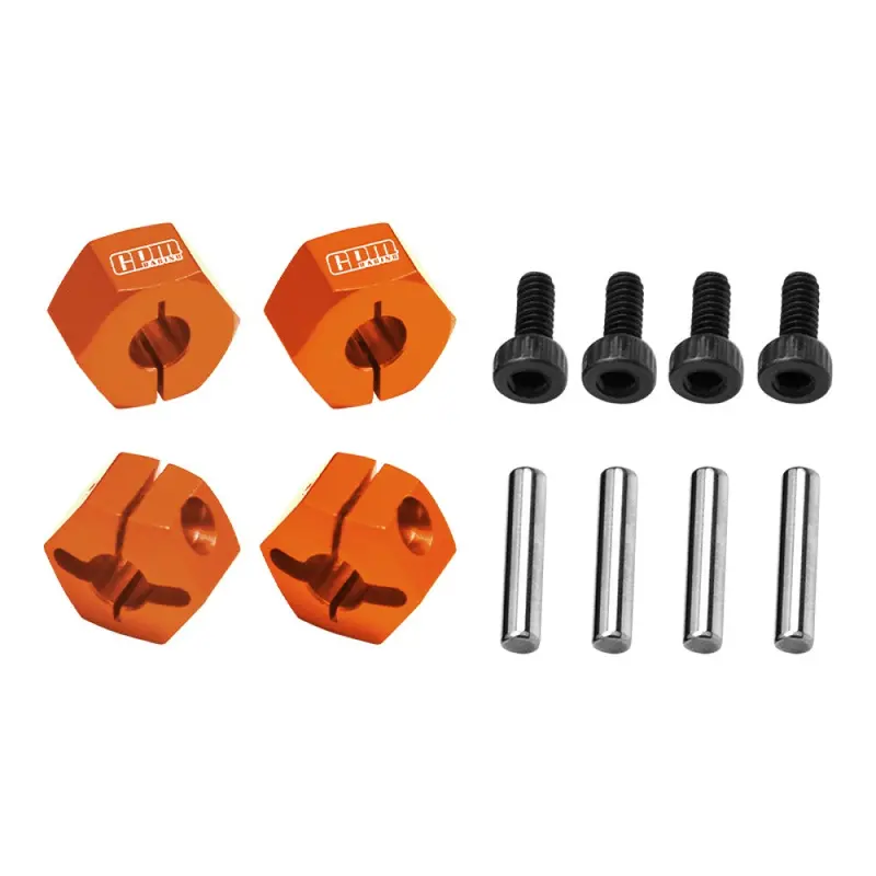 Aluminium 7075 Alloy Front And Rear Clamp Type Wheel Hub 12Mm For Traxxas 1:16 Mini Maxx 4Wd 107154-1 / Mini Xrt Vxl-3S 108076-1 Monster Truck Upgrades - Orange 1