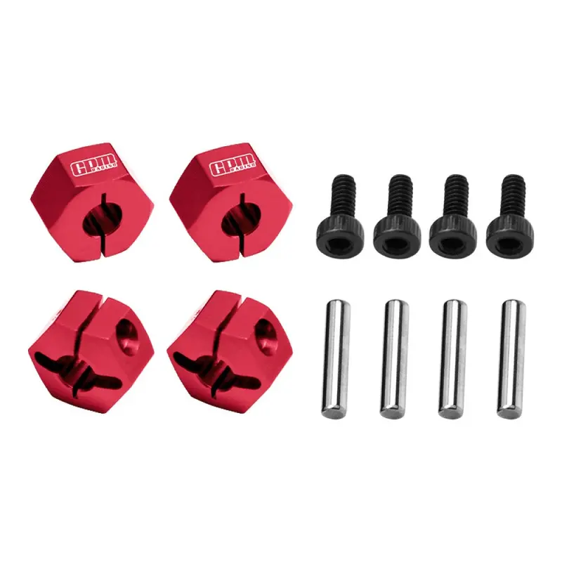 Aluminium 7075 Alloy Front And Rear Clamp Type Wheel Hub 12Mm For Traxxas 1:16 Mini Maxx 4Wd 107154-1 / Mini Xrt Vxl-3S 108076-1 Monster Truck Upgrades - Red 1