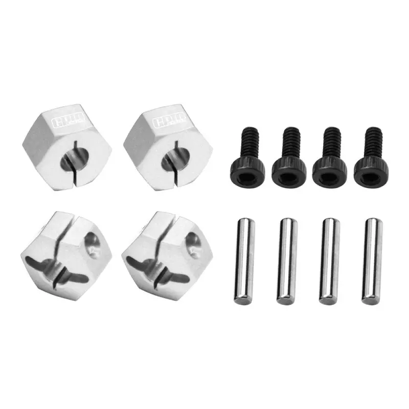 Aluminium 7075 Alloy Front And Rear Clamp Type Wheel Hub 12Mm For Traxxas 1:16 Mini Maxx 4Wd 107154-1 / Mini Xrt Vxl-3S 108076-1 Monster Truck Upgrades - Silver 1
