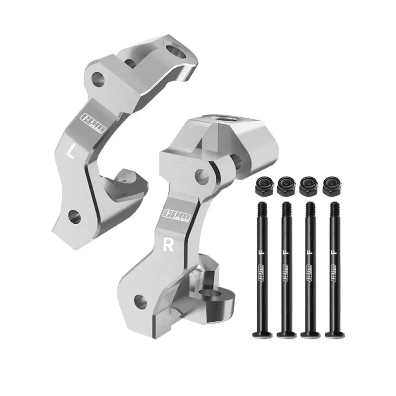 Aluminium 7075 Alloy Front Caster Blocks C-Hubs For Traxxas 1:16 Mini Maxx 4Wd 107154-1 / Mini Xrt Vxl-3S 108076-1 Monster Truck Upgrades - Silver 1