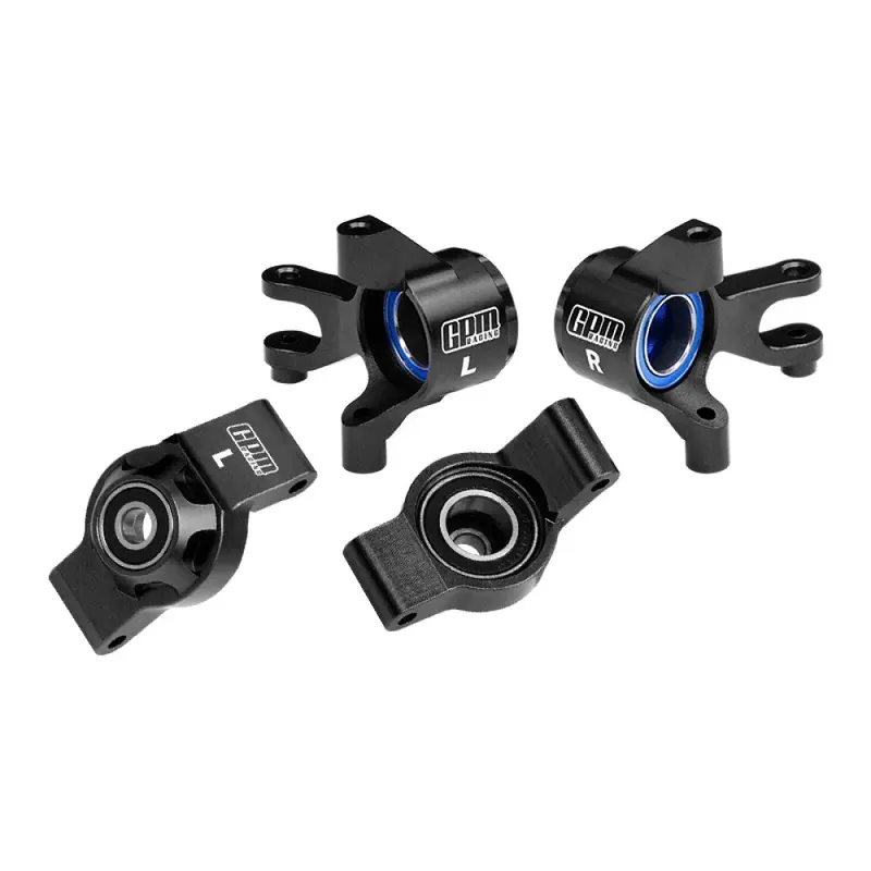 Aluminium 7075 Alloy Front Steering Blocks & Rear Hub Stub Axle Carriers With Oversize Bearing For Traxxas 1:16 Mini Maxx 4Wd 107154-1 / Mini Xrt Vxl-3S 108076-1 Monster Truck Upgrades - Black 1