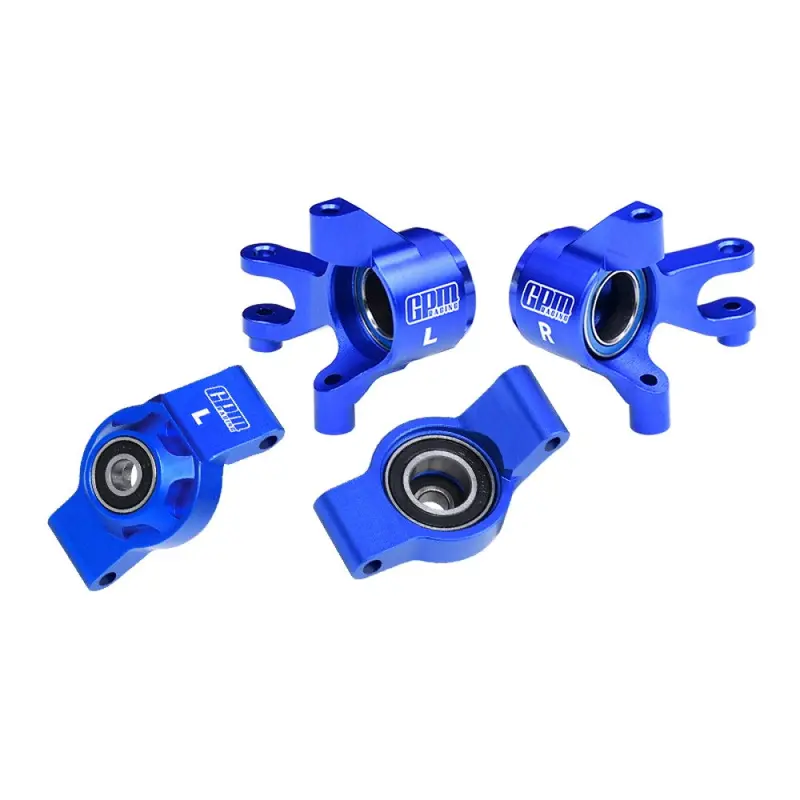Aluminium 7075 Alloy Front Steering Blocks & Rear Hub Stub Axle Carriers With Oversize Bearing For Traxxas 1:16 Mini Maxx 4Wd 107154-1 / Mini Xrt Vxl-3S 108076-1 Monster Truck Upgrades - Blue 1