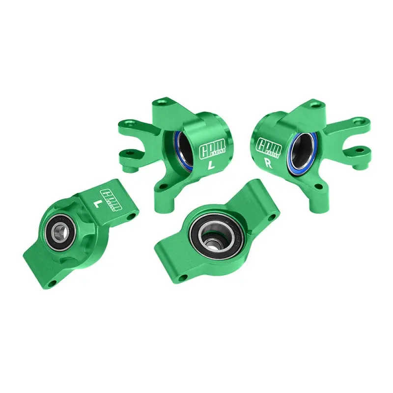 Aluminium 7075 Alloy Front Steering Blocks & Rear Hub Stub Axle Carriers With Oversize Bearing For Traxxas 1:16 Mini Maxx 4Wd 107154-1 / Mini Xrt Vxl-3S 108076-1 Monster Truck Upgrades - Green 1