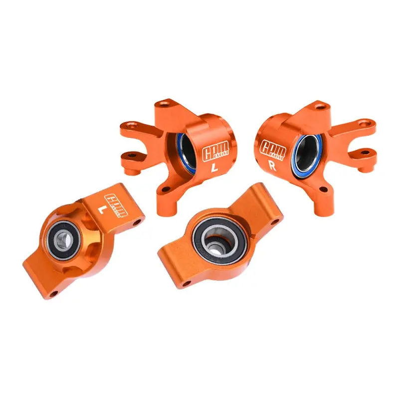Aluminium 7075 Alloy Front Steering Blocks & Rear Hub Stub Axle Carriers With Oversize Bearing For Traxxas 1:16 Mini Maxx 4Wd 107154-1 / Mini Xrt Vxl-3S 108076-1 Monster Truck Upgrades - Orange 1