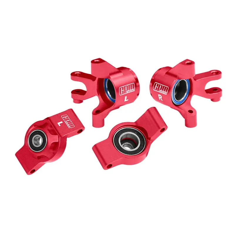 Aluminium 7075 Alloy Front Steering Blocks & Rear Hub Stub Axle Carriers With Oversize Bearing For Traxxas 1:16 Mini Maxx 4Wd 107154-1 / Mini Xrt Vxl-3S 108076-1 Monster Truck Upgrades - Red 1
