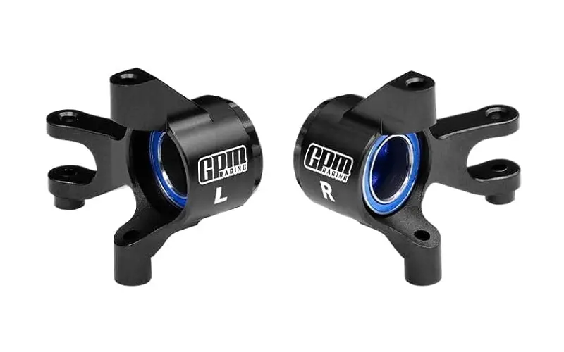 Aluminium 7075 Alloy Front Steering Blocks With Oversize Bearing For Traxxas 1:16 Mini Maxx 4Wd 107154-1 / Mini Xrt Vxl-3S 108076-1 Monster Truck Upgrades - Black 1