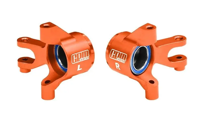 Aluminium 7075 Alloy Front Steering Blocks With Oversize Bearing For Traxxas 1:16 Mini Maxx 4Wd 107154-1 / Mini Xrt Vxl-3S 108076-1 Monster Truck Upgrades - Orange 1