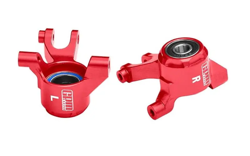 Aluminium 7075 Alloy Front Steering Blocks With Oversize Bearing For Traxxas 1:16 Mini Maxx 4Wd 107154-1 / Mini Xrt Vxl-3S 108076-1 Monster Truck Upgrades - Red 1