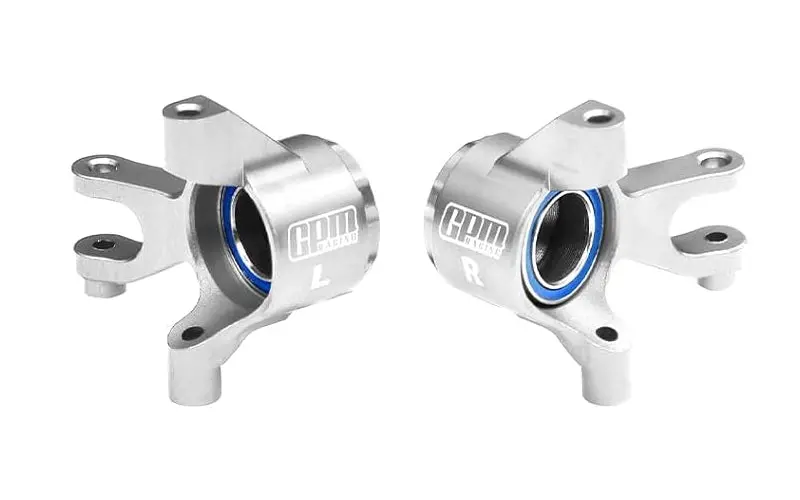 Aluminium 7075 Alloy Front Steering Blocks With Oversize Bearing For Traxxas 1:16 Mini Maxx 4Wd 107154-1 / Mini Xrt Vxl-3S 108076-1 Monster Truck Upgrades - Silver 1