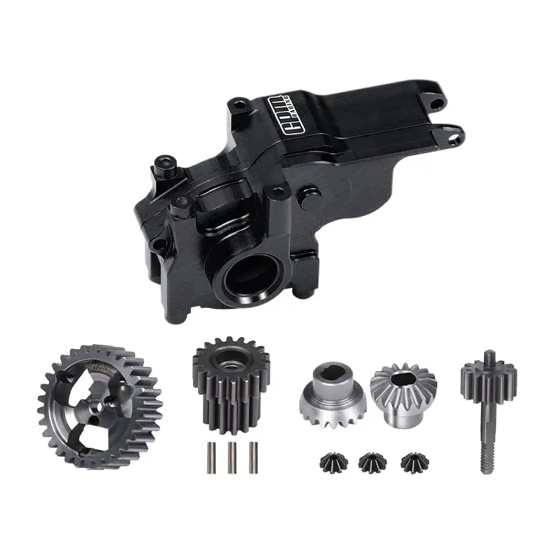 Aluminium 7075 Alloy Transmission Case + 40Cr Steel Transmission Gear Set For Losi 1:24 Micro-B 2Wd Buggy Rtr-Los00007 / 1:28 Micro-T 2S 2Wd Rtr Stadium Truck-Los-1392 Upgrades - Black 1