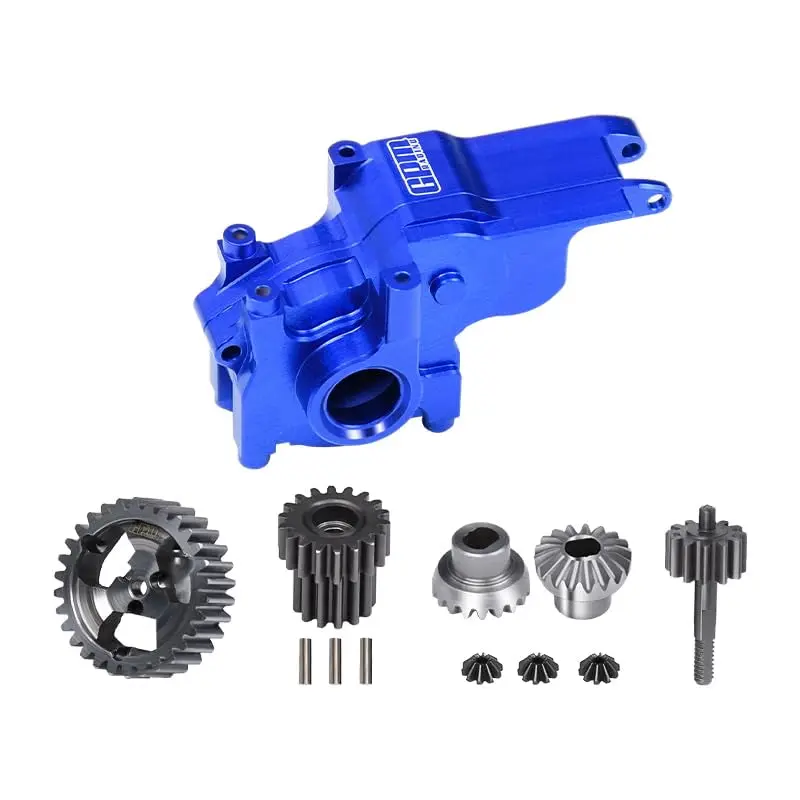 Aluminium 7075 Alloy Transmission Case + 40Cr Steel Transmission Gear Set For Losi 1:24 Micro-B 2Wd Buggy Rtr-Los00007 / 1:28 Micro-T 2S 2Wd Rtr Stadium Truck-Los-1392 Upgrades - Blue 1