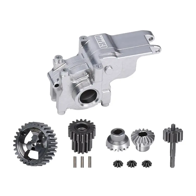 Aluminium 7075 Alloy Transmission Case + 40Cr Steel Transmission Gear Set For Losi 1:24 Micro-B 2Wd Buggy Rtr-Los00007 / 1:28 Micro-T 2S 2Wd Rtr Stadium Truck-Los-1392 Upgrades - Silver 1