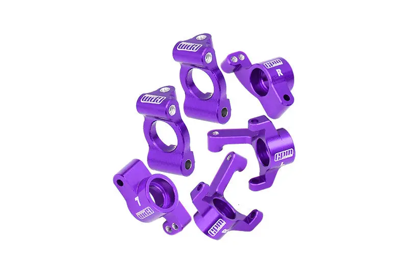 Aluminium 7075 Front Caster Blocks + Front Knuckle Arm + Rear Hubs Aluminium Combo Set For Losi 1:24 Micro-B 2Wd Buggy Rtr-Los00007 / 1:28 Micro-T 2S 2Wd Rtr Stadium Truck-Los-1392 Upgrades - Purple 1