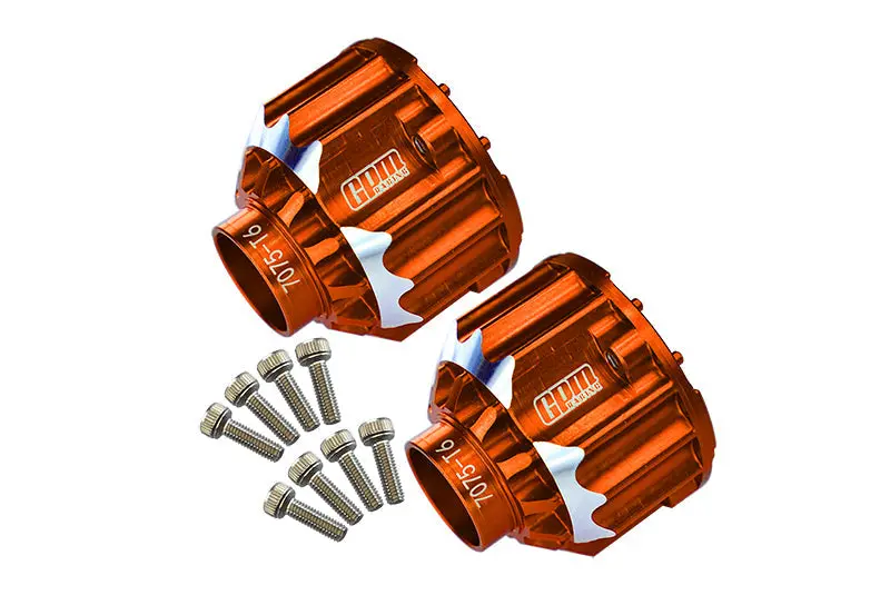 Aluminium 7075-T6 Front + Rear Differential Case For Traxxas 1:5 X Maxx 6S / X Maxx 8S / Xrt 8S / 1:6 Sand Car 8S Upgrades - Orange 1