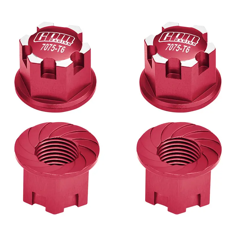 Aluminium 7075-T6 Wheel Lock For Traxxas 1:8 4Wd Sledge / 1:5 X Maxx 6S / X Maxx 8S / Xrt 8S / 1:6 Sand Car 8S / 1:10 E-Revo 2.0 Vxl / 1:10 Maxx With Widemaxx - 4Pc Set Red 1