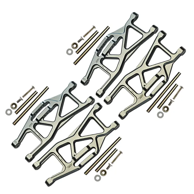 Aluminium Front And Rear Lower Arms For Traxxas 1/10 Maxx With Widemaxx Monster Truck 89086-4 - 28Pc Set Gray Silver 1