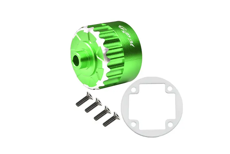Aluminium Front, Center, Rear Diff Case For Losi 1:6 4Wd Super Baja Rey Los05013 / Super Baja Rey 2.0 Los05021 Upgrades - Green 1