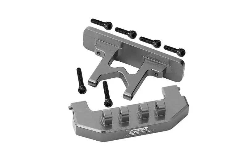 Aluminium Rear Bumper + Rear Bodyshell Mount For Axial 1:24 Scx24 Deadbolt Axi90081 - 8Pc Set Gray Silver 1