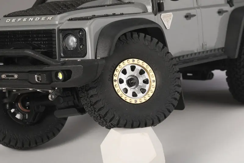 Aluminum 1-Inch Beadlock Wheel Rims Set (8 Poles) For Traxxas 1:18 Trx4m Ford Bronco / Trx4m Land Rover Defender / Axial 1:24 Scx24 Deadbolt / Scx24 Jeep Wrangler Upgrades - Silver 2