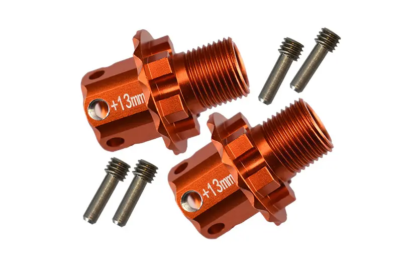 Aluminum 13Mm Hex Adapters For Arrma Typhon / Talion / Kraton / Senton / Outcast / Notorious / Infraction / Limitless - 1Pr Set Orange 1