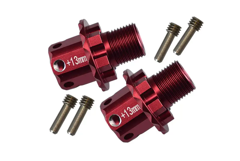 Aluminum 13Mm Hex Adapters For Arrma Typhon / Talion / Kraton / Senton / Outcast / Notorious / Infraction / Limitless - 1Pr Set Red 1