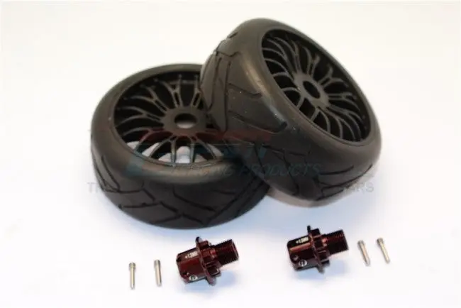 Aluminum 13Mm Hex Adapters + Rubber Radial Tires With Plastic Wheels For Arrma Typhon / Senton - 8Pcs Set Brown 1