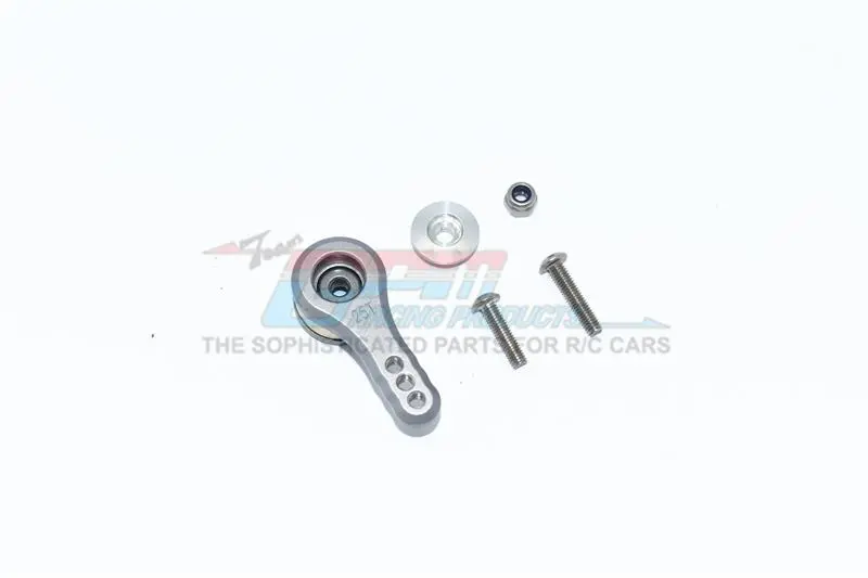 Aluminum 25T Servo Horn With Built-In Spring (3 Positioning Holes) For Arrma 1:8 Kraton / Outcast / Notorious / Typhon / Kraton V5 / Notorious V5 / 1:7 Infraction / Limitless - 5Pc Set Gray Silver 1