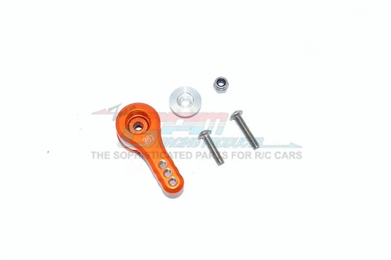 Aluminum 25T Servo Horn With Built-In Spring (3 Positioning Holes) For Arrma 1:8 Kraton / Outcast / Notorious / Typhon / Kraton V5 / Notorious V5 / 1:7 Infraction / Limitless - 5Pc Set Orange 1