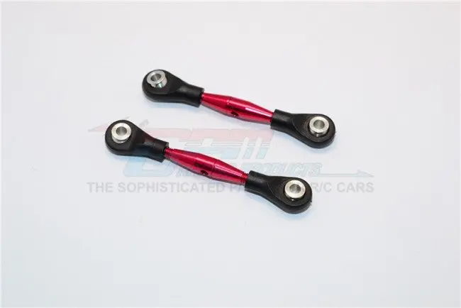 Aluminum 3Mm Clockwise And Anticlockwise Turnbuckles With 12.5Mm Long Plastic Ends & 5.8X3x6mm Balls (Total Length 55Mm-59Mm, From Hole To Hole 45Mm-49Mm) - 1Pr Red 1