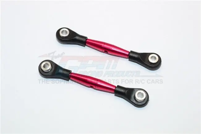 Aluminum 3Mm Clockwise And Anticlockwise Turnbuckles With 12.5Mm Long Plastic Ends & 5.8X3x6mm Balls (Total Length 59Mm-63Mm, From Hole To Hole 50Mm-54Mm) - 1Pr Red 1
