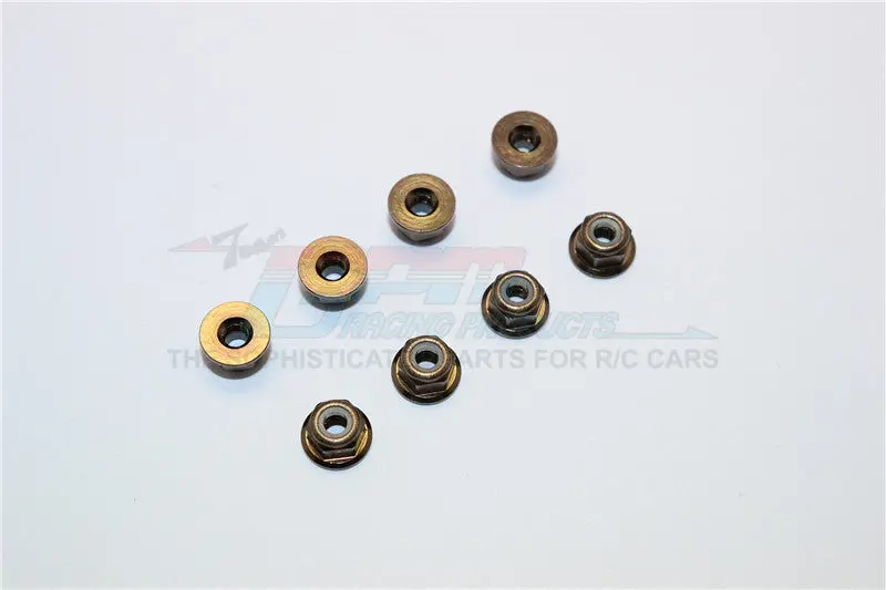 Aluminum 3Mm Flanged Lock Nuts - 8Pcs Brown 1
