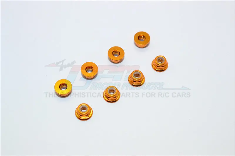 Aluminum 3Mm Flanged Lock Nuts - 8Pcs Gold 1