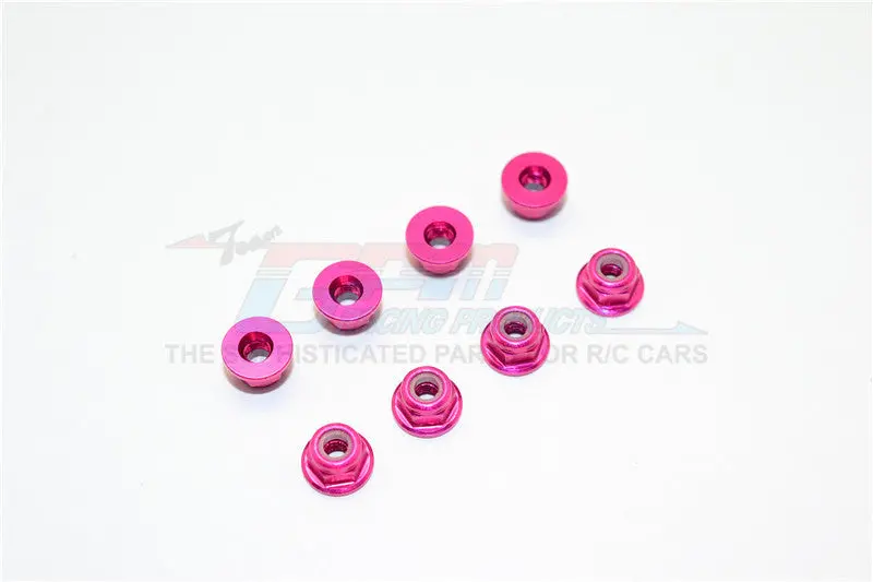 Aluminum 3Mm Flanged Lock Nuts - 8Pcs Pink 1
