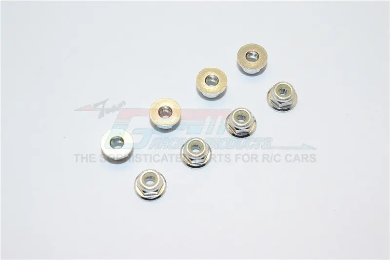 Aluminum 3Mm Flanged Lock Nuts - 8Pcs Silver 1
